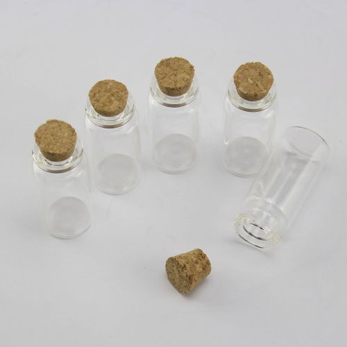 5pcs Empty Clear Cork Glass wishing collection Lab Multi-Purpose 10ml Bottles