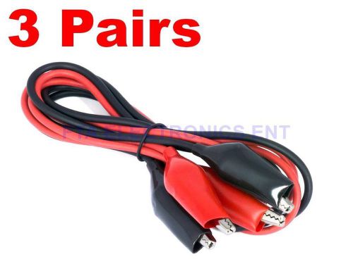 3 pairs dual red &amp; black test leads with alligator clips jumper cable 16ga wire for sale