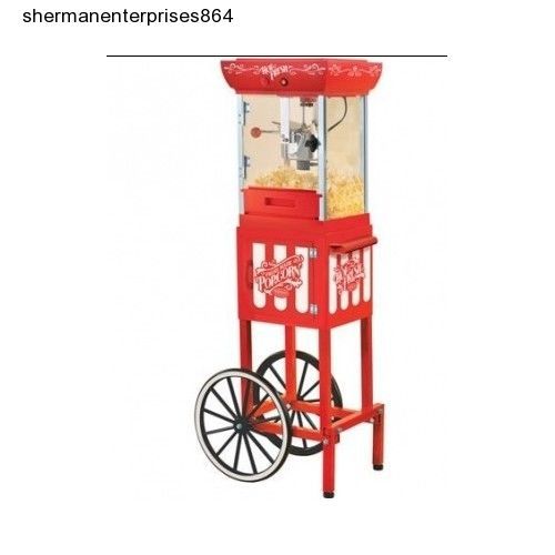 Popcorn,Machine,Stand,Old,Vintage,Style,Maker,Red,Kettle,Popper,Cart,Vending,New