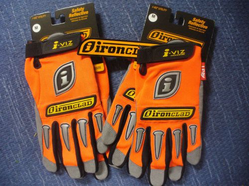 2 pair! Ironclad Gloves I-VIZ reflective orange Adult size MEDIUM