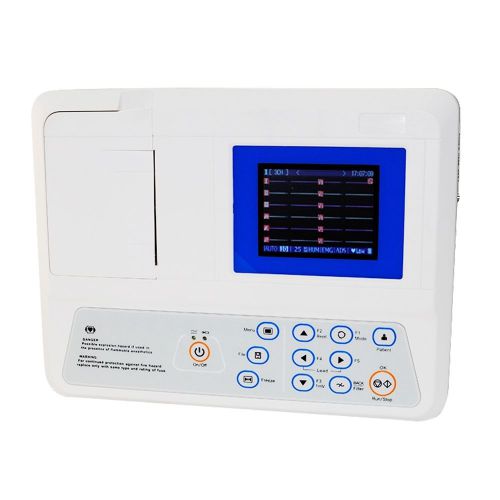 Portable 3 Channel 5 inch Color LCD Digital Electrocardiograph ECG EKG Machine =
