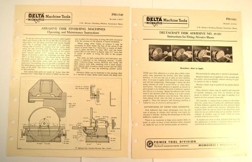 Delta Milwaukee Disc Sander Machine &amp; FITTING ABRASIVE Manual  1947 ed  RR72