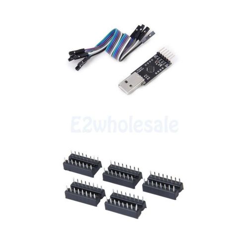 5pcs DIP16 IC Socket Adapter + USB to TTL Converter Module w/ CP2102 Chipset