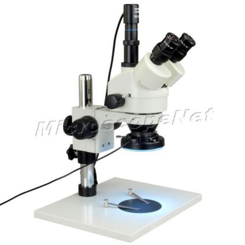 0.3m pixel digital 7x-45x zoom stereo microscope+metal shell 144 led ring light for sale