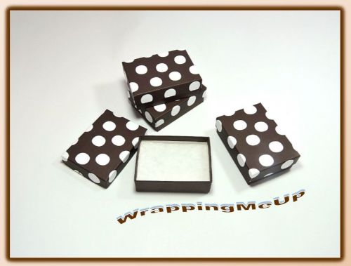 100 -3.25x2.25 Chocolate Polka Dot, Cotton-Lined Jewelry Presentation/Gift Boxes