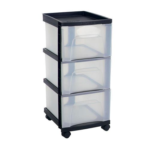 New home 3 portable organizer drawer medium black storage set of 3 sturdy carts for sale