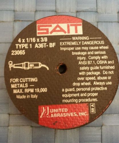 11 United Abrasives Sait Cutoff Wheels 4 X 1/16 X 3/8  type 1 A36T-BF #23065