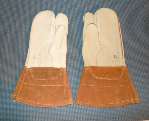Leather 13&#034; unlined 1-Finger Welding Mitten W/ guantlet Size 10 (Large) N.O.S.