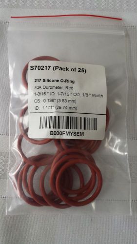 217 silicone o-ring, 70a durometer, red, 1-3/16&#034; id, 1-7/16&#034; od, 1/8&#034;w (25 pack) for sale