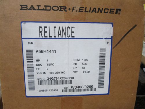 Reliance P56H1441 Motor 1 HP Frame 56C, 1725 RPM, 230/460-3, TEFC NEW! Free Ship
