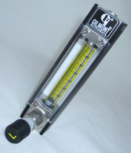 Gilmont 65mm Flowmeter 28-1249 SmL/min AIR,0.6-27 SmL/min H2O,w/Valve,CALIBRATED