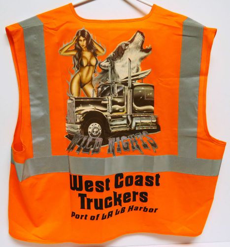 West coast truckers lightweight neon orange reflective safety vest universal for sale