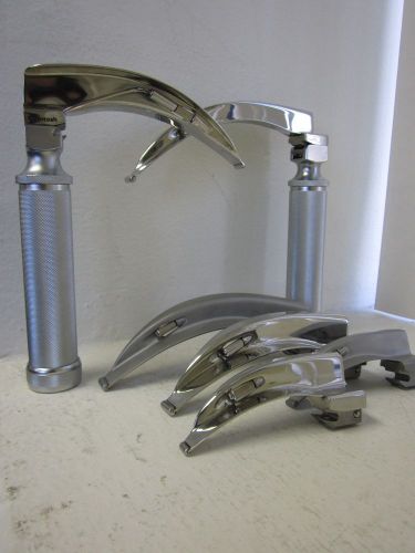 Surgical Instrument Laryngoscope Set 5 Blades &amp; 2 Handles Mcintosh/ Generic