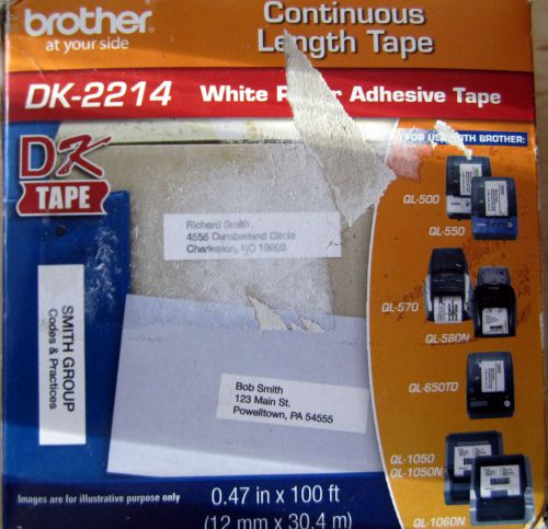 Brother dk-2214 continuous 47 in x 100 ft white paper adhesive tape for sale