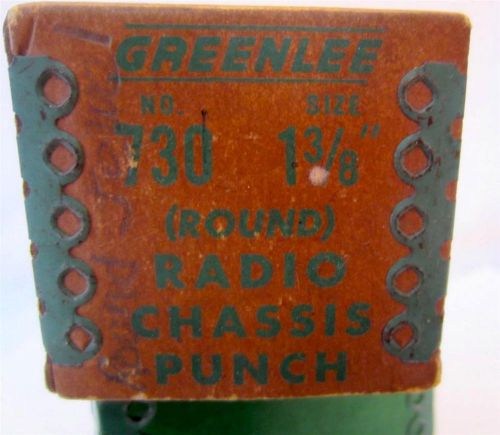 VNTG GREENLEE #730 1-3/8&#034; Round Radio Chassis Punch Die Knockout Tool~in Box~USA