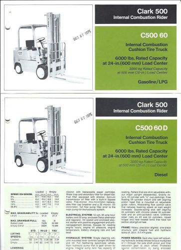 Fork Lift Truck Brochure - Clark - C500 60 60D 70 70D 80 80D c1975 6 item (LT128