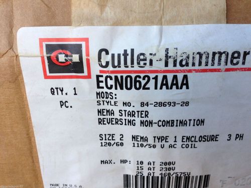 Motor starter ecn0621aaa new 25hp cutler hammer size 2 reversing for sale