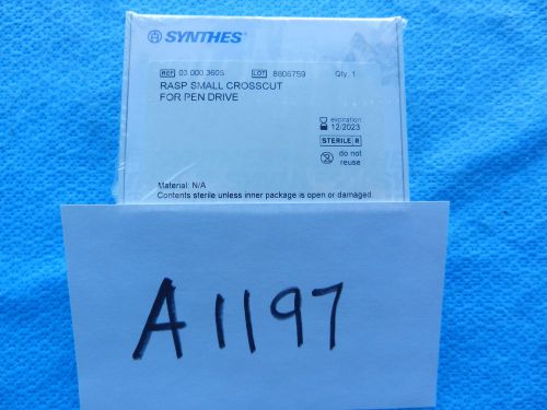Synthes Orthopedic Small Crosscut Rasp For Pen Drive 03.000.360S  NEW!!