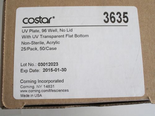Corning 96 Well Clear Flat Bottom UV-VIS Microplates, Box 25, Non-sterile, #3635