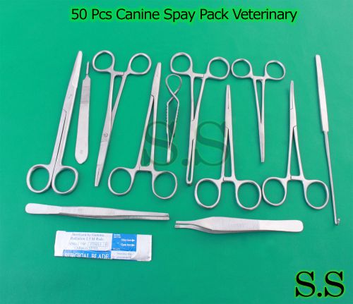 50 PCS CANINE SPAY PACK VETERINARY SURGICAL INSTRUMENTS-Premium Grade Set