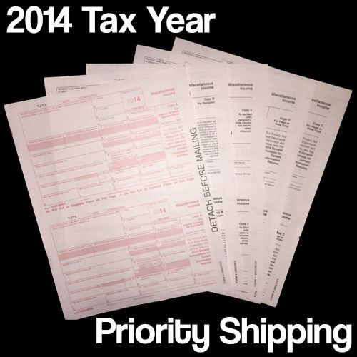 2014 1099-MISC 1099 Single Sheet Set For Two Recipient LASER INKJET IRS TAX FORM