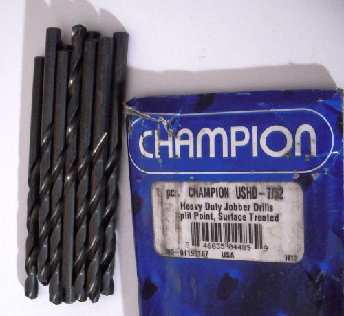 12 Champion Brand 7/32&#034; Heavy Duty Jobber Length Drills Split Point Drill Bits