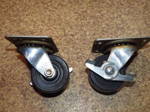 Lot of (2) 2.5&#034; Swivel Casters Brakes - Stainless &amp; Poly Rubber - Free Shipping!