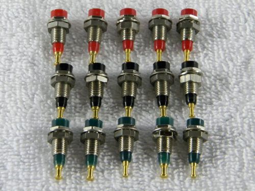 Lot of 15, Tip Jack Test Point, 10 Amp, Turret Terminal, Gold Plated Brass