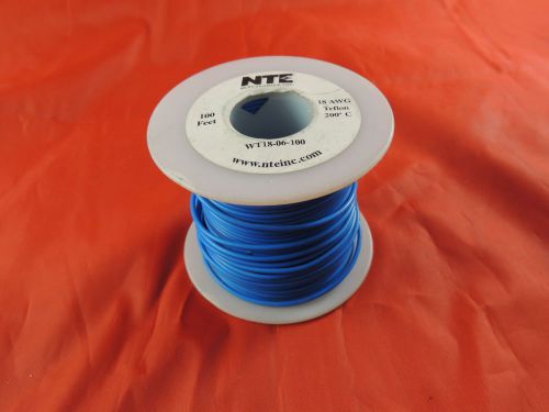 NTE ~100-Ft. 200?C 18AWG Teflon Wire (Blue) #:WT18-06-100