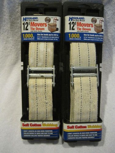 Lot 2 New Cotton Movers Tie Down Straps 12&#039; Roller Buckle Furniture Highland