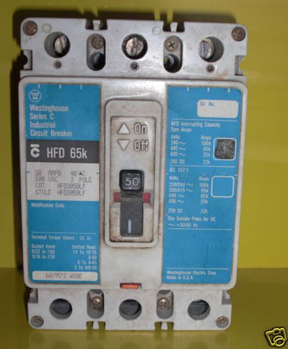 Westinghouse  motor circuit breaker 50 amp for sale