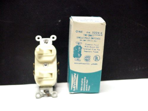 New Leviton #5224-I Two Quiet Single Pole Switches Ivory Spec Grade 15A