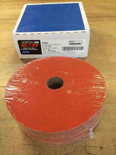 Norton 69957398009  5&#034;X7/8&#034; F980  80-Grit Blaze Discs SG, Box Of 25, New