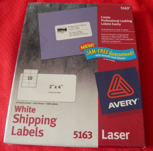 5163 New Avery Laser White Shipping Labels 2&#034; x 4&#034;  1,000 labels