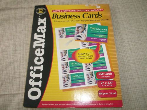 Office Max Business Cards White High Gloss Photo  2&#034; x 3.5&#034;