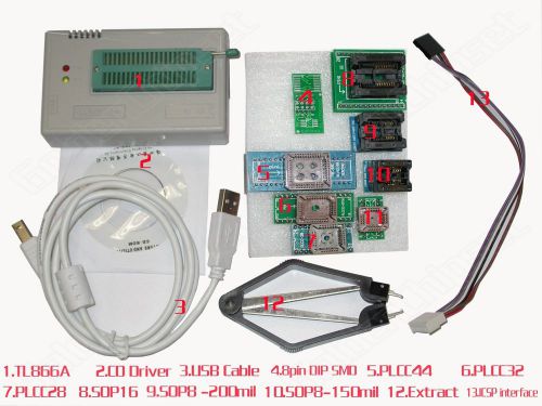 Tl866a universal programmer usb eprom eeprom flash bios 8+1 adapter extractor for sale