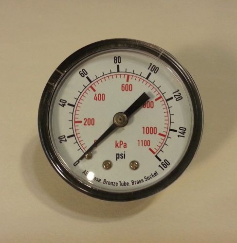 BRAND NEW Pressure Gauge 0 to 160 psi, 0 to 1100 kPa - 4FMC7 BRASS SOCKET