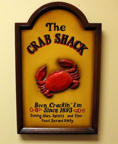 Vintage Wall Hanging The Crab Shack Wooden Restaurant or Decor Sign