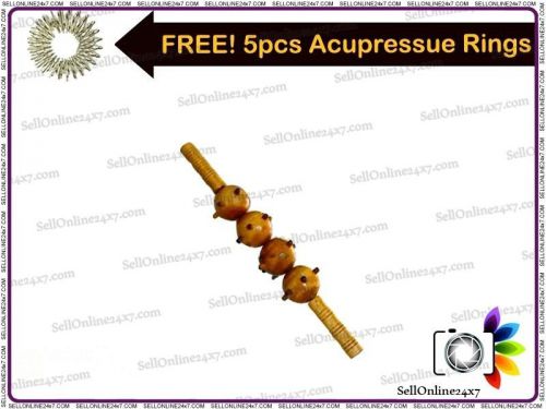 Acupressure Mega Wooden Roller Spine And Calves With free 5 Sujok Rings