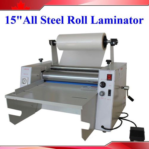 All Steel Roller 15&#034; Thermal Laminator 110V Heavy Duty Table Free Hot Film