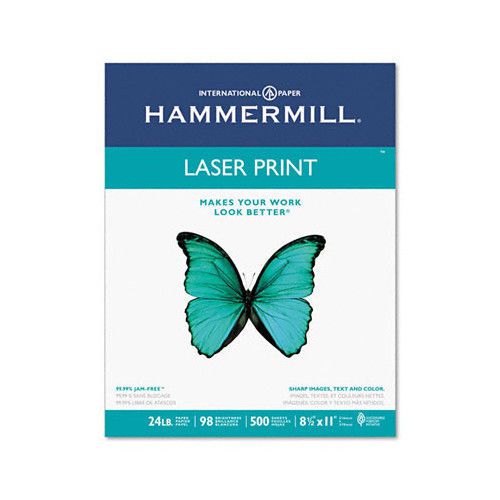 Laser Print Office Paper, 98 Brightness, 24Lb, 8-1/2 X 11, 500 Sheets/Rm