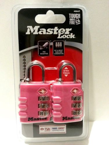 Master lock 4684t tsa-accepted lock pink, 2-pack new for sale