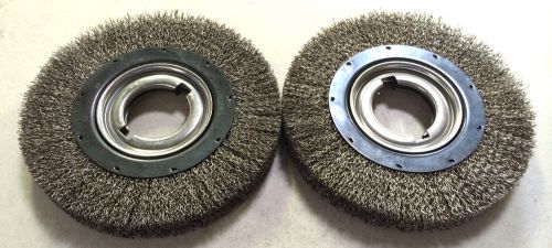 2 NEW USA 8&#034; X 2&#034; CRIMPED WIRE WHEEL BRUSHES MEDIUM FACE W/KEYWAYS #81174