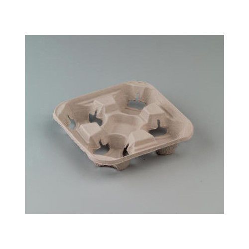Chinet StrongHolder Molded Fiber 4-Cup Carrier with Tray