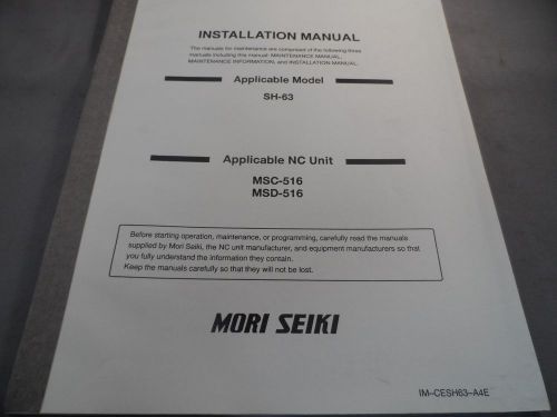 Mori Seiki Installation Manual SH-63 IM-CESH63-A4E