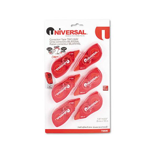 Universal® Correction Tape with Two-Way Dispenser, 6/Pack
