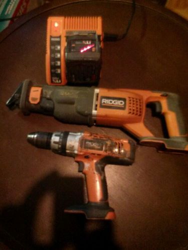 Ridged 24v drill 1/2 inch &amp; sawzall with charger a battery