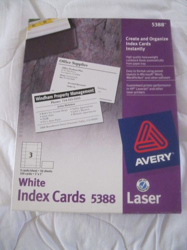 Avery White Index Cards 5388 141 Cards 3&#034; x 5&#034; / 47 sheets