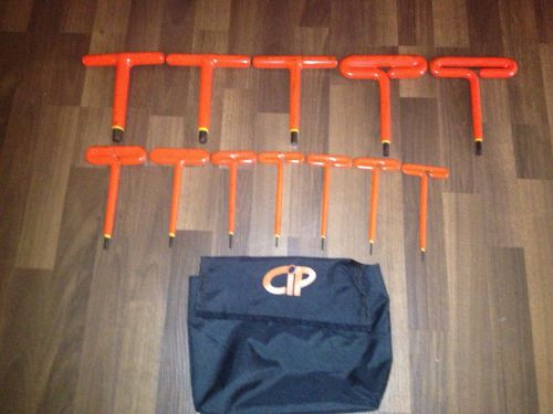 C.I.P. CIP Insulated 11 Piece T 10105 -10119 3/32 - 9/16 Handle Hex Wrench Used