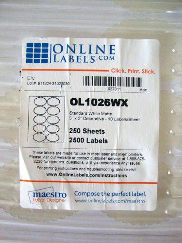 OnLine Labels 3&#034; x 2&#034; Oval - OL1026WX